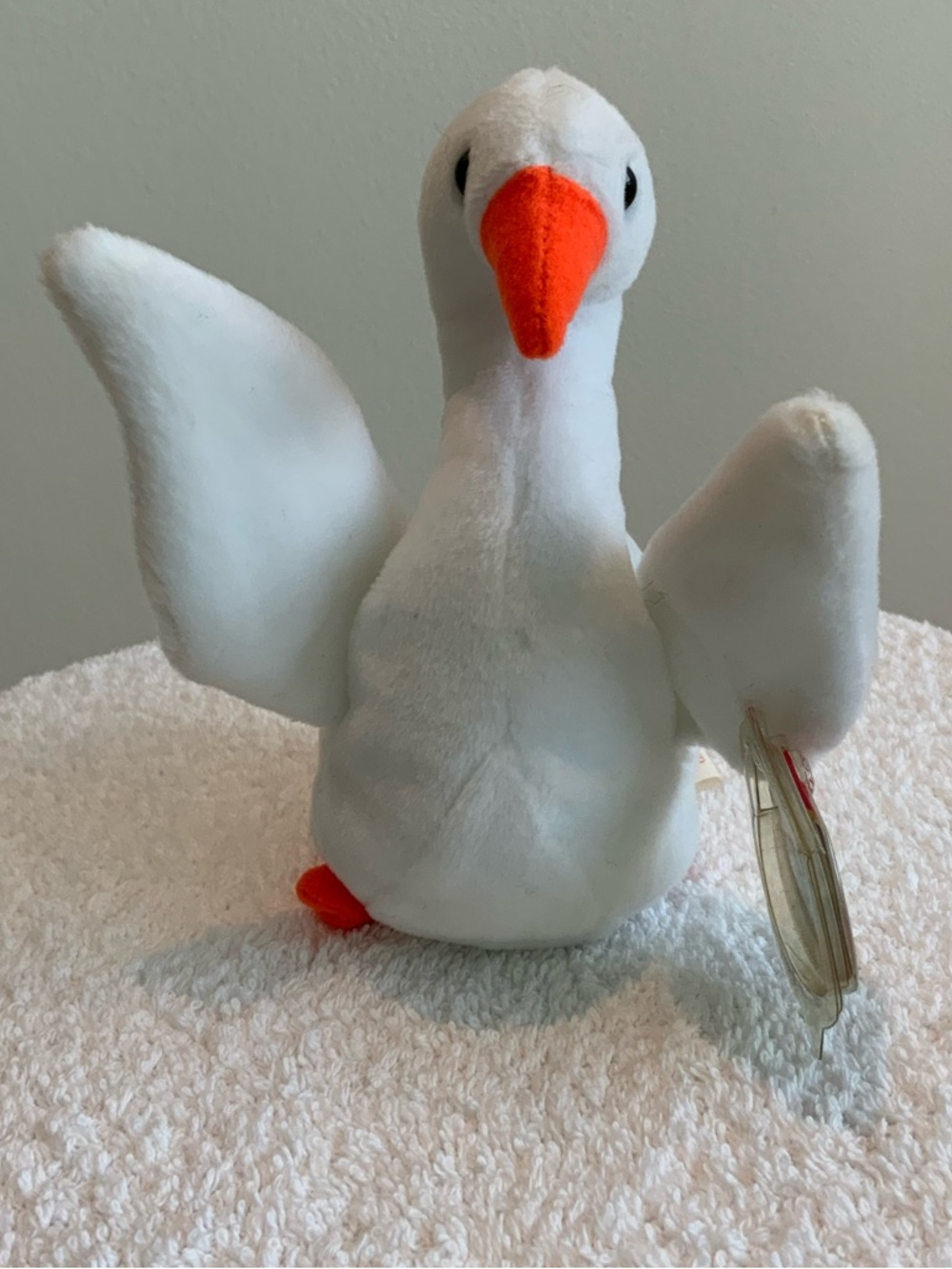 Cuddly Gracie, Plush Swan Ty Beanie Baby White/Orange NWT